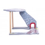 Set Trenulet din lemn Roller Coaster cu macara tunel si 130 de piese